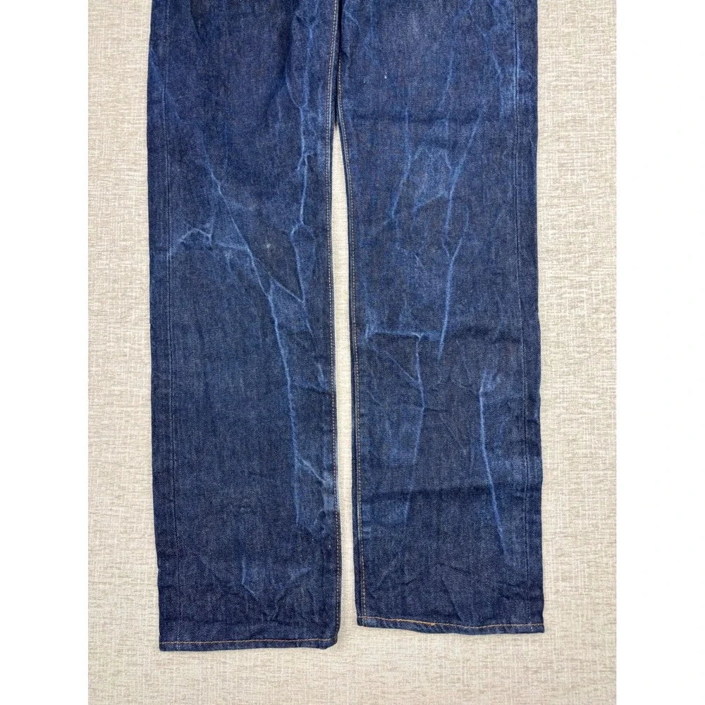 Levis 501 Womens 28x32 Jeans Dark Indigo Blue Washed Denim Jeans Cracked Fade